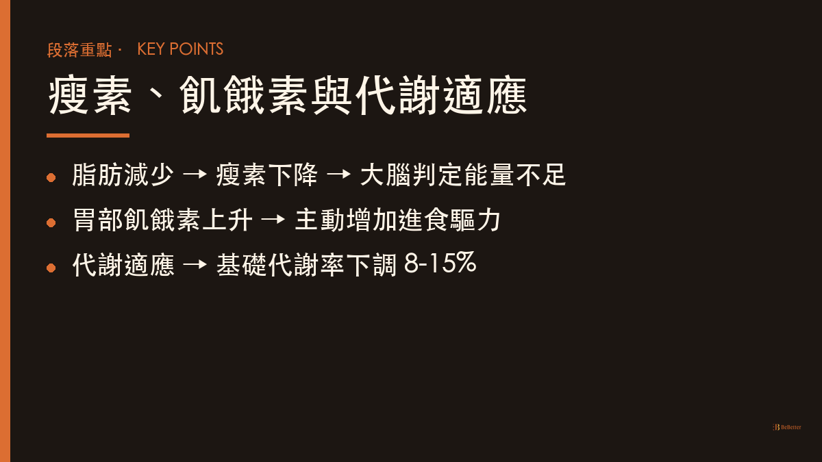 減脂後食慾變大怎麼控制 瘦素飢餓素代謝適應機轉重點