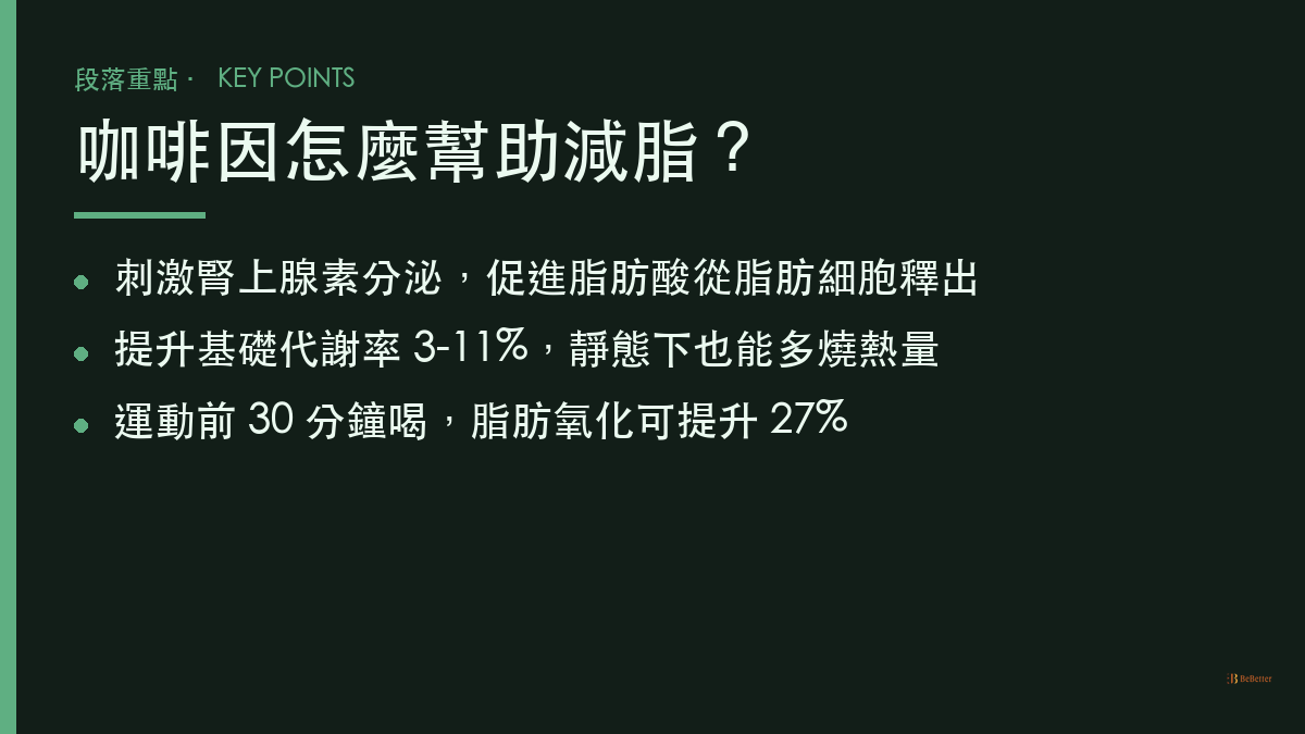 咖啡因減脂原理重點整理