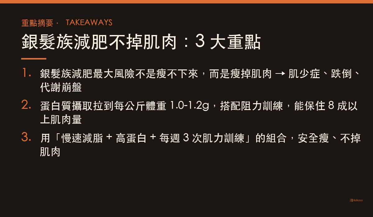 銀髮族減肥怎麼吃不掉肌肉 三大重點摘要