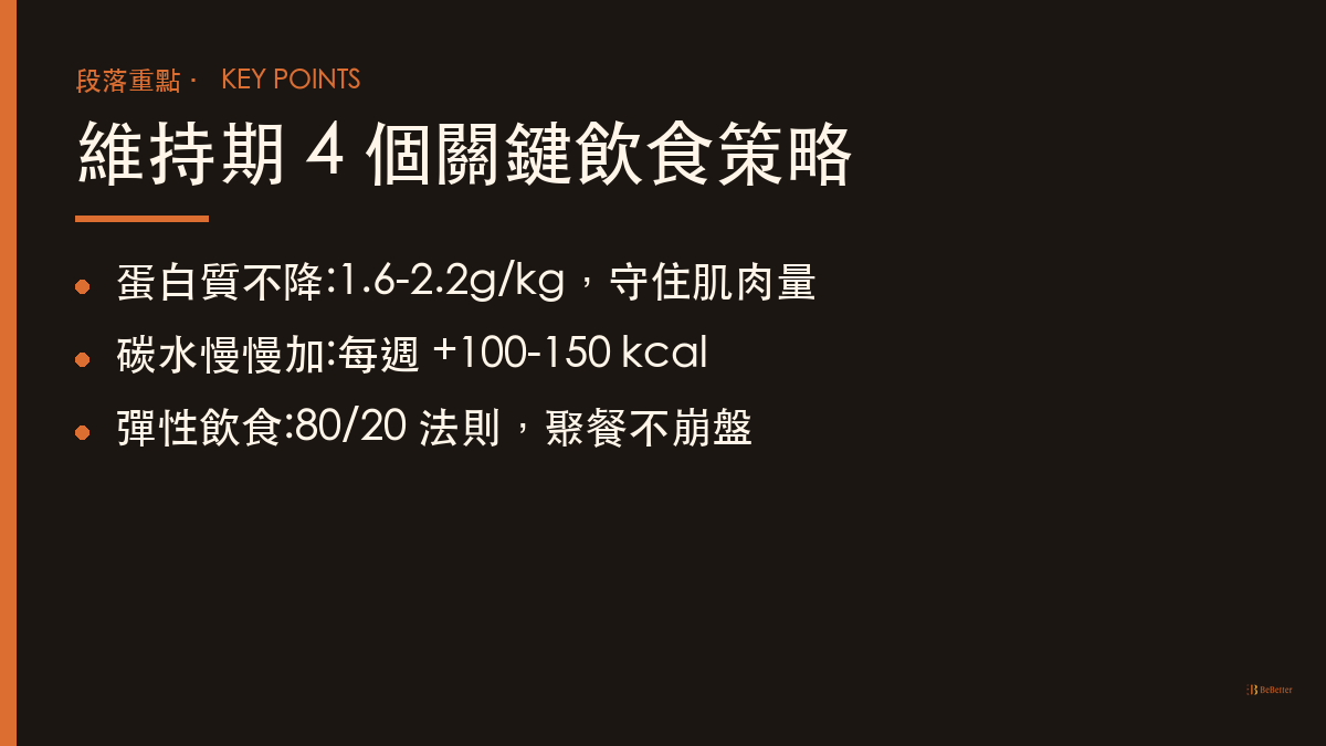 維持期怎麼吃才不會反彈 四個關鍵飲食策略重點整理