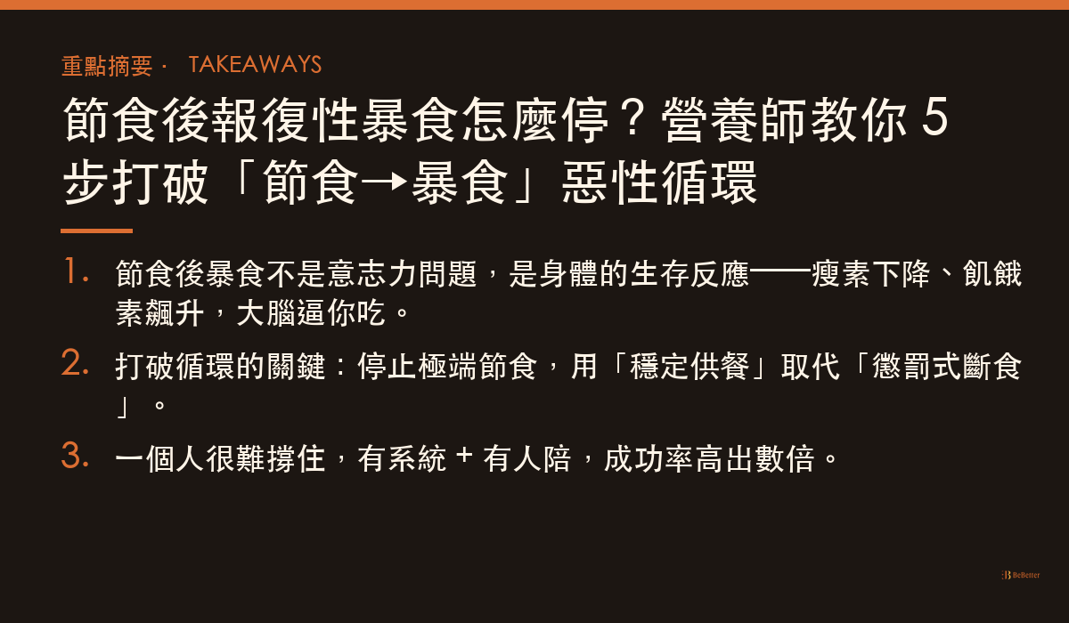節食後報復性暴食怎麼停 三大重點摘要