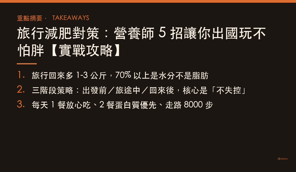 旅行減肥對策 三大重點整理