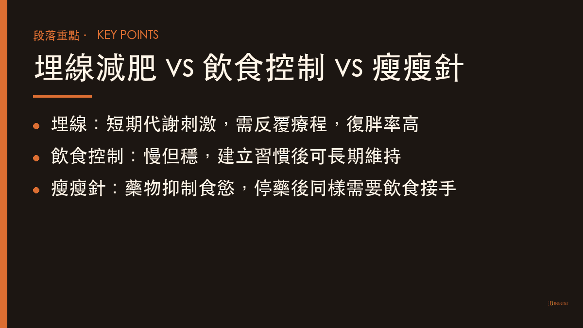 埋線減肥 三種減脂方法比較重點
