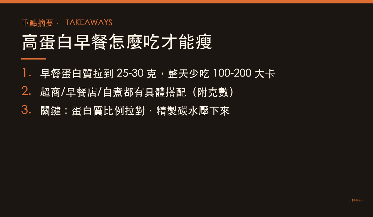 高蛋白早餐怎麼吃才能瘦 三大重點摘要
