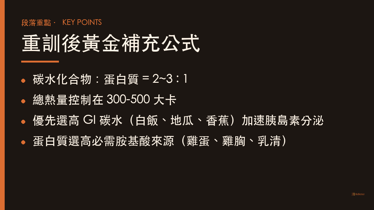重訓後吃什麼最有效 黃金補充公式重點圖