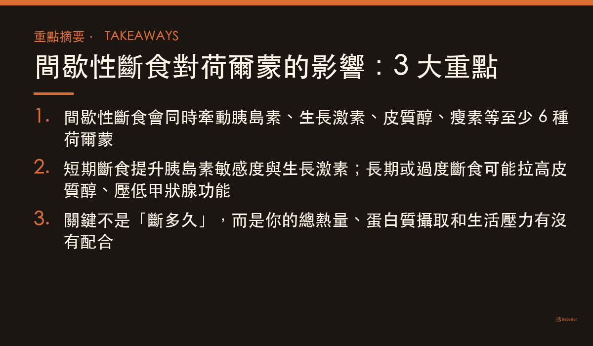 間歇性斷食對荷爾蒙的影響 三大重點摘要