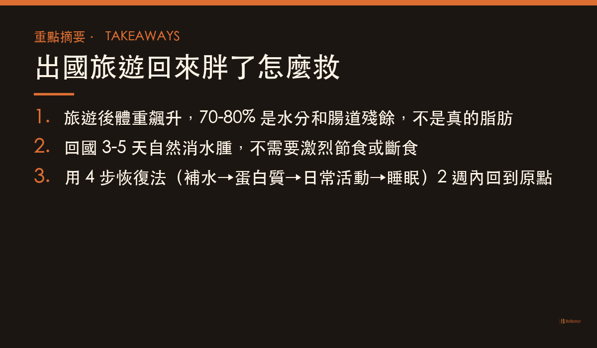 出國旅遊回來胖了怎麼救 三大重點整理