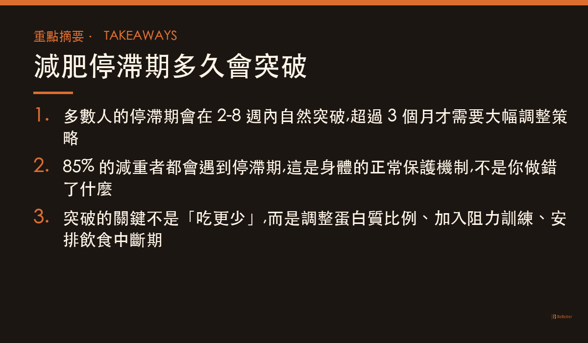 減肥停滯期多久會突破 三大重點