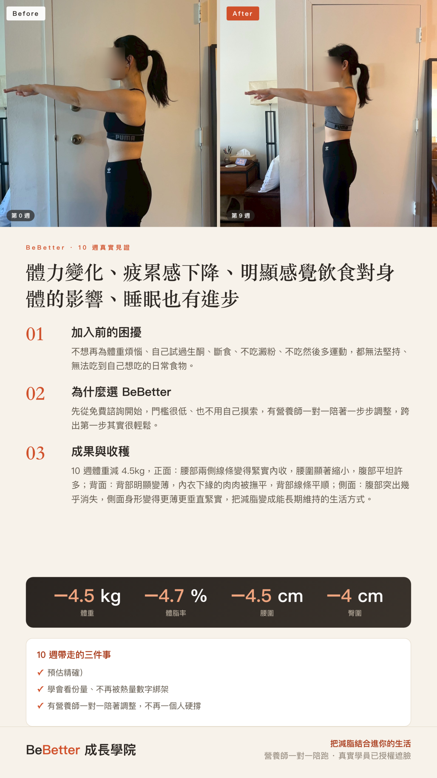 升晴 BeBetter 學員見證 — 61公斤 → 56.5公斤（減少4.5公斤）