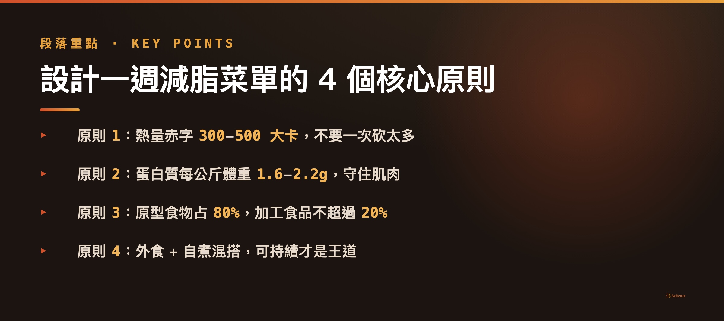 一週減脂菜單範例 核心原則重點整理