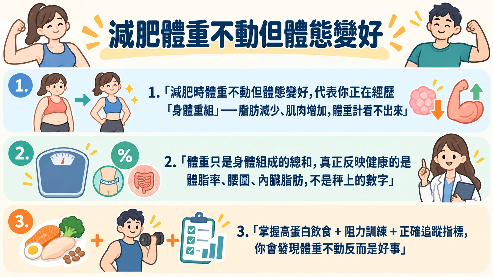 減肥體重不動但體態變好 重點摘要