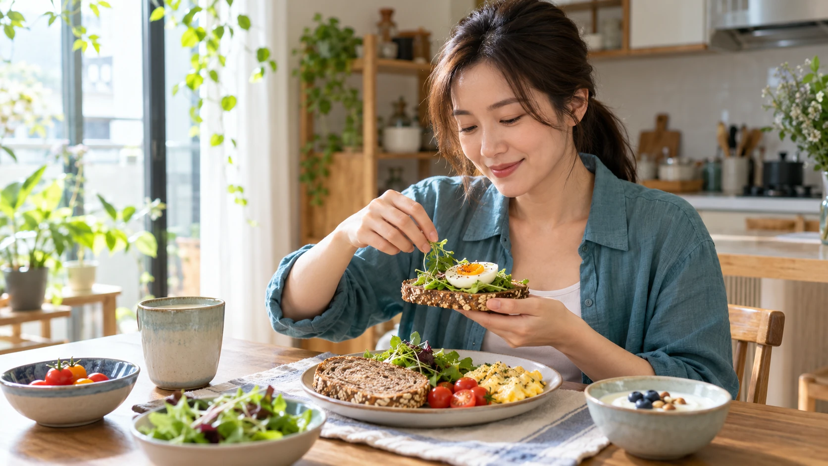 減脂期可以吃麵包嗎?營養師用研究數據破解迷思【附挑選指南】 情境示意:減脂期可以吃麵包嗎 全穀麵包搭配示意