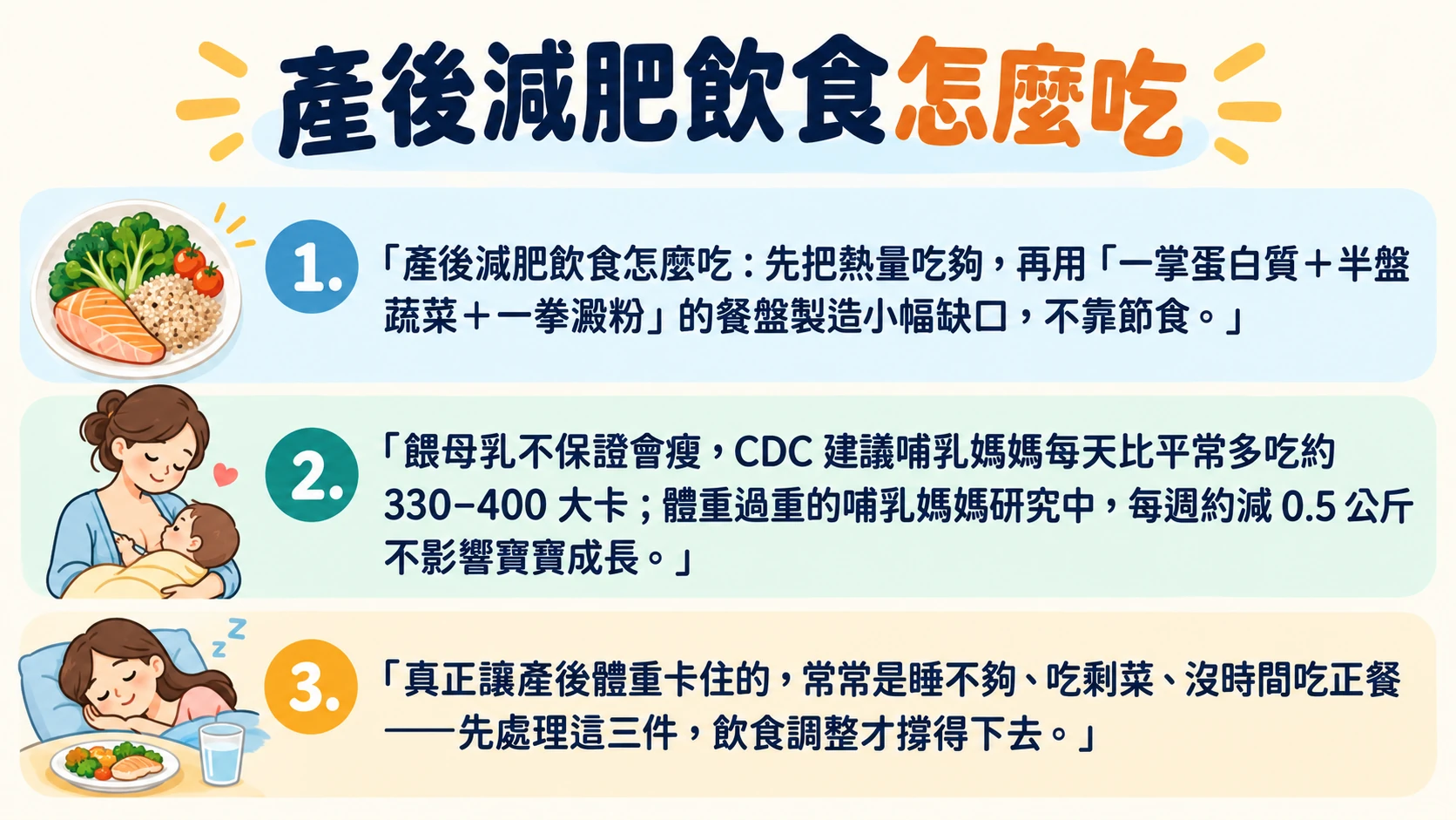 產後減肥飲食怎麼吃 重點摘要