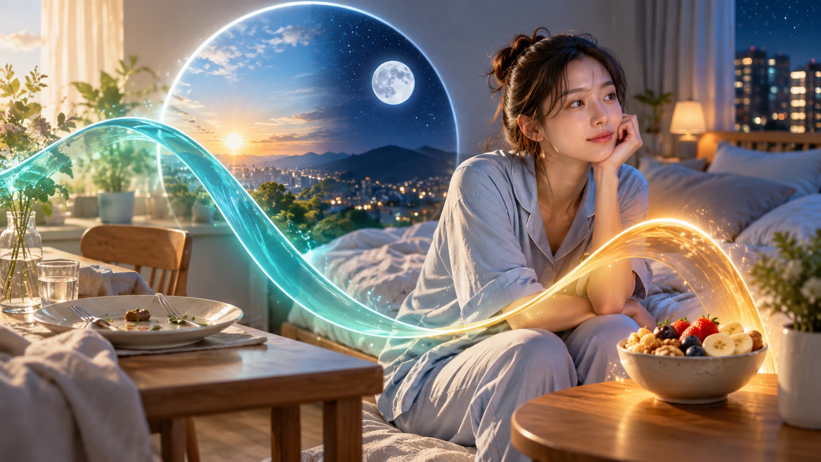 半夜醒來想吃東西 視覺化說明:生理時鐘讓夜裡食慾自然下降,睡眠不足和白天吃太少又把食慾推回高點